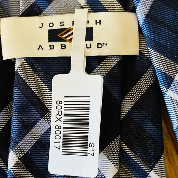Joseph Abboud Narrow Tie, Blue & Black Plaid